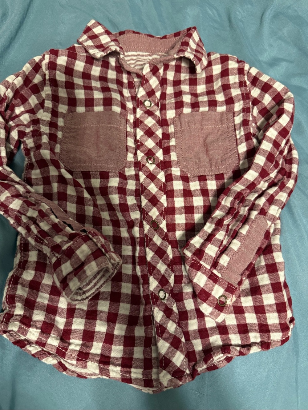 Kids Red Plaid Reversible Button-Up Shirt